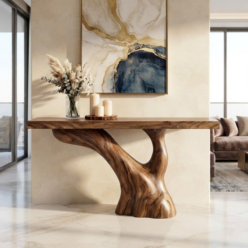 Luxali Wooden Eco-Friendly Apartment Decor Natural Solid Wooden Console Tables With Unique Design wooden furniture Hotel Furniture Designer
