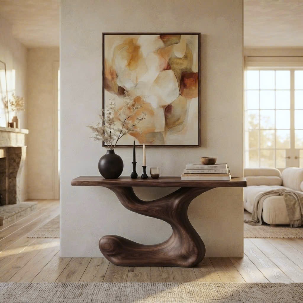 Luxali Handmade Wooden Console Table — a modern farmhouse masterpiece, meticulously handcrafted from solid natural Monkey Pod wood, showcasing refined artistry and designed to elevate any living room - Image 2
