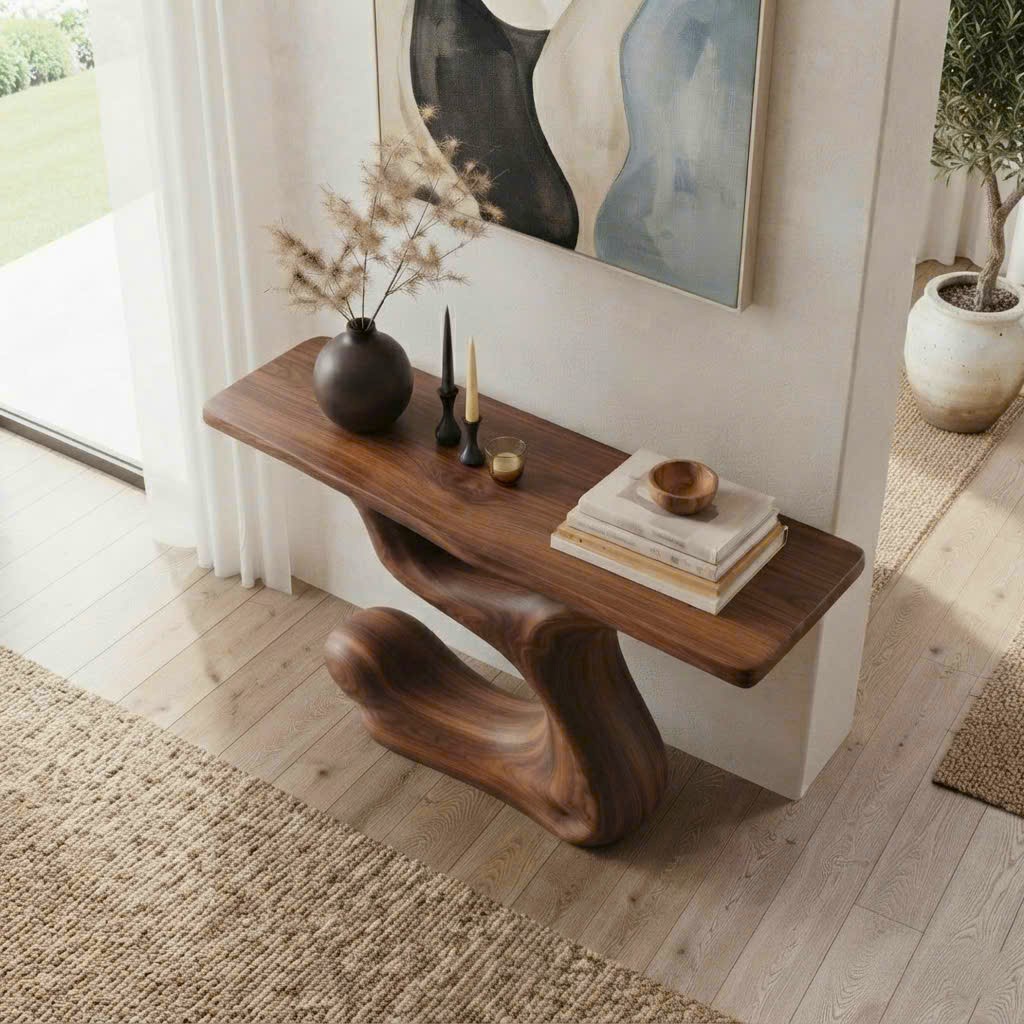 Luxali Handmade Wooden Console Table — a modern farmhouse masterpiece, meticulously handcrafted from solid natural Monkey Pod wood, showcasing refined artistry and designed to elevate any living room - Image 4