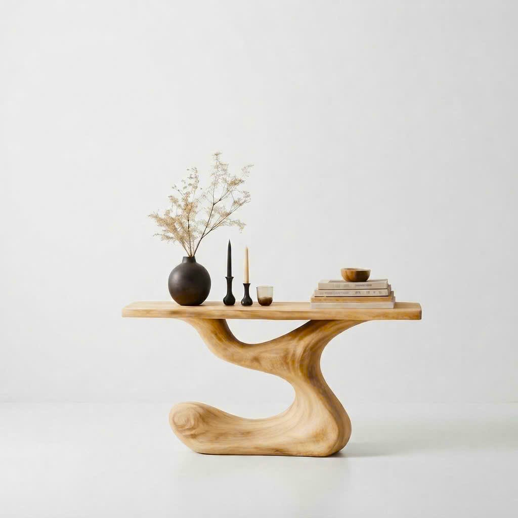Luxali Handmade Wooden Console Table — a modern farmhouse masterpiece, meticulously handcrafted from solid natural Monkey Pod wood, showcasing refined artistry and designed to elevate any living room - Image 8