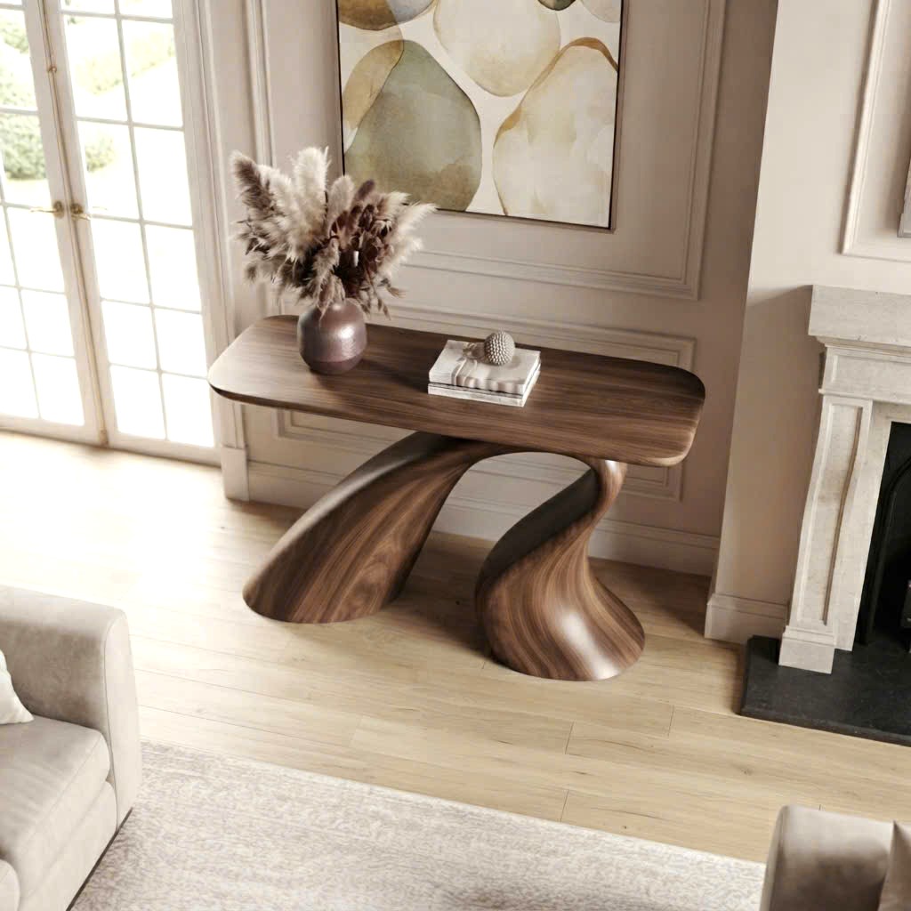 Luxali Handmade Wooden Console Table — a modern farmhouse masterpiece, meticulously handcrafted from solid natural Monkey Pod wood, showcasing refined artistry and designed to elevate any living room - Image 2