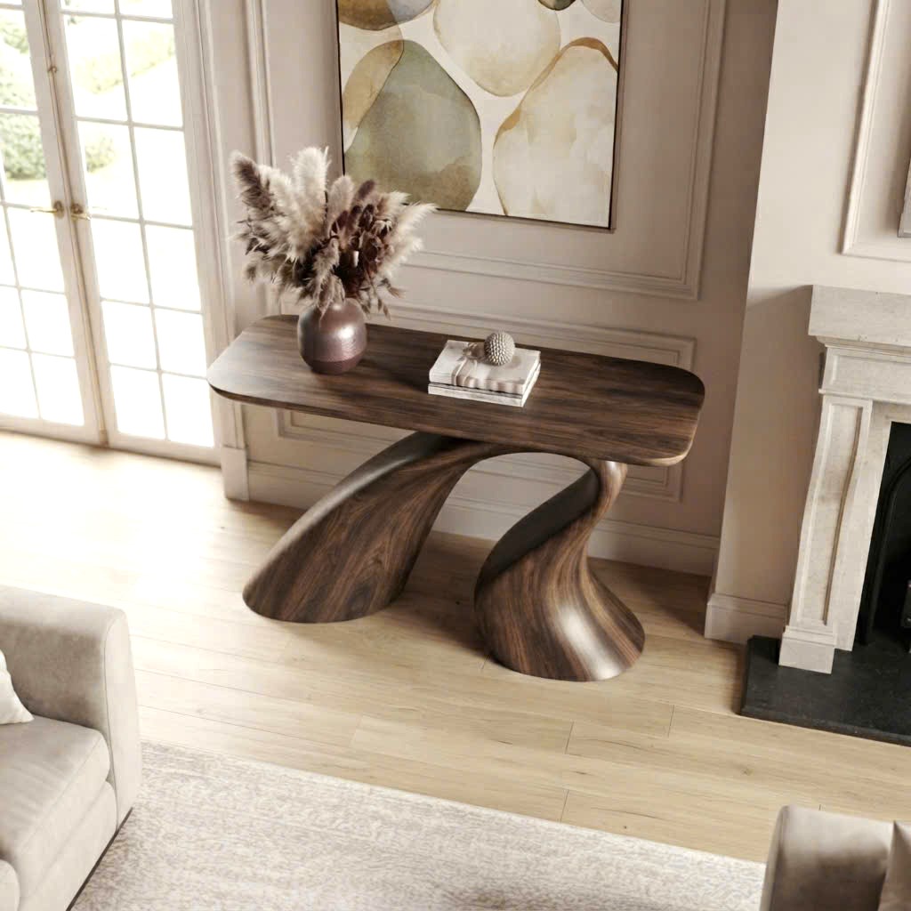 Luxali Handmade Wooden Console Table — a modern farmhouse masterpiece, meticulously handcrafted from solid natural Monkey Pod wood, showcasing refined artistry and designed to elevate any living room - Image 3