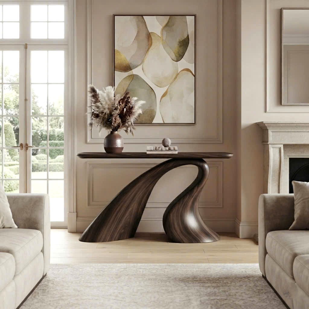 Luxali Handmade Wooden Console Table — a modern farmhouse masterpiece, meticulously handcrafted from solid natural Monkey Pod wood, showcasing refined artistry and designed to elevate any living room - Image 4