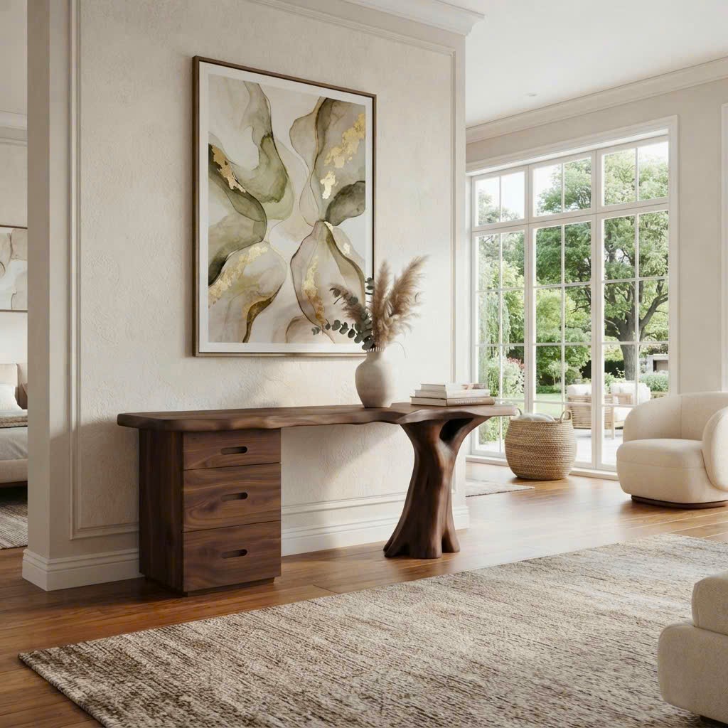 Luxali Wooden Eco-Friendly Apartment Decor Natural Solid Wooden Console Tables With Unique Design wooden furniture Hotel Furniture Designer