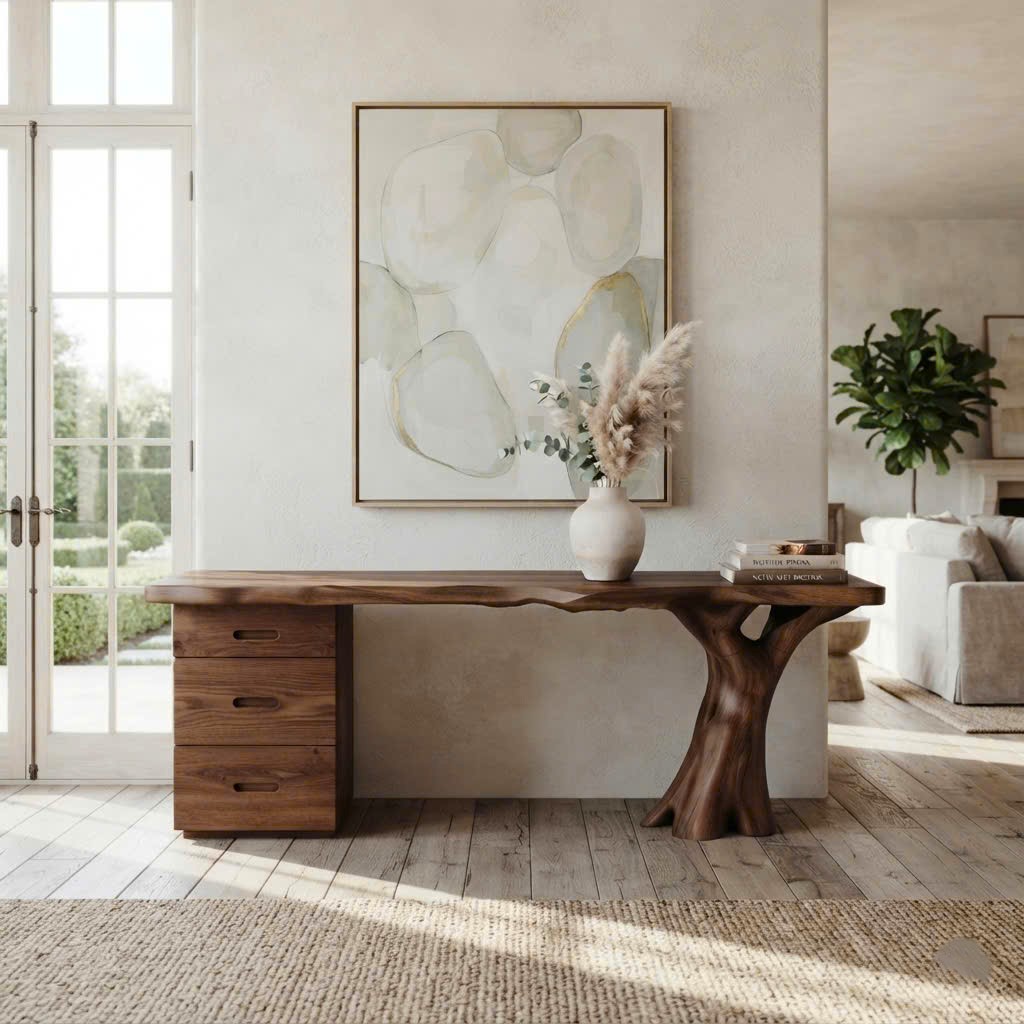 Luxali Wooden Eco-Friendly Apartment Decor Natural Solid Wooden Console Tables With Unique Design wooden furniture Hotel Furniture Designer - Image 7