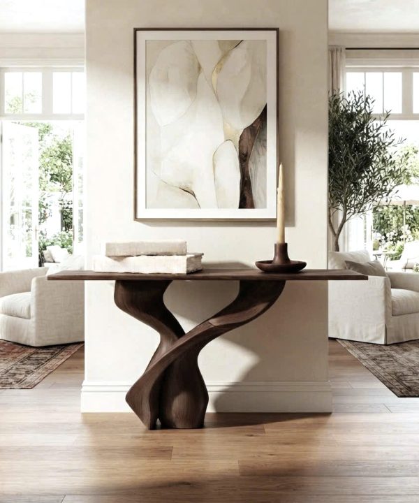 Alternative view of Luxali wooden Modern Solid Wood Console Table| Entryway wooden furniture With Pedestal Base Handmade Entryway Furniture For Living Room