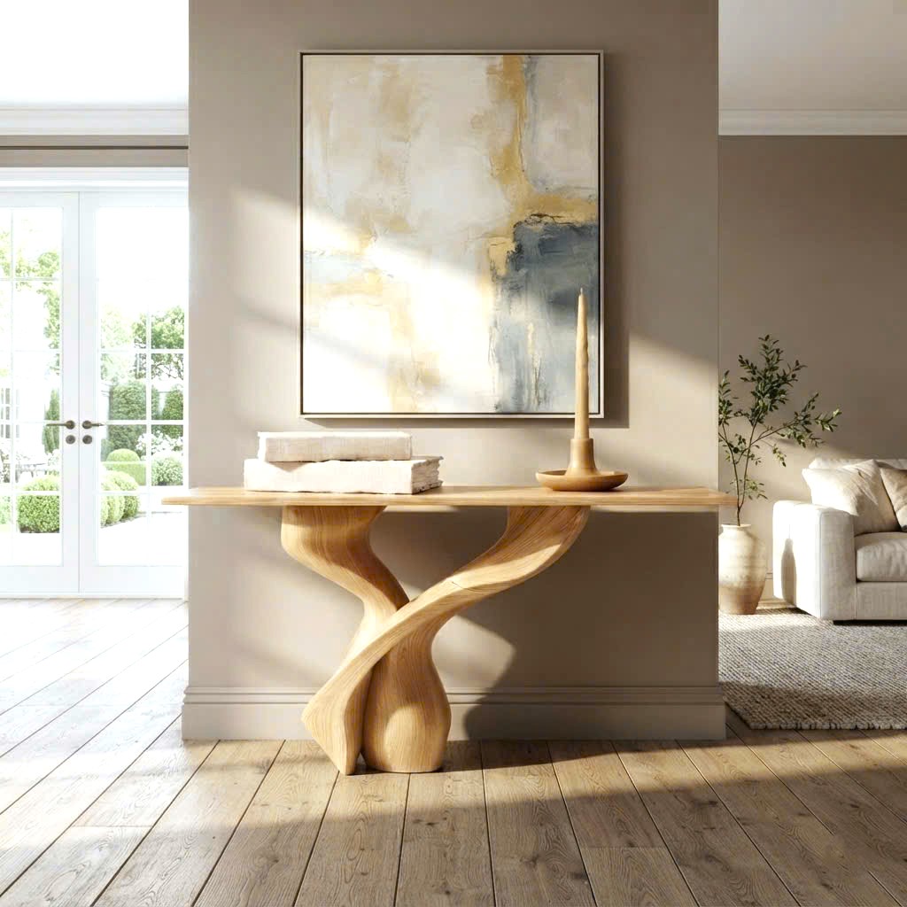 Luxali wooden Modern Solid Wood Console Table| Entryway wooden furniture With Pedestal Base Handmade Entryway Furniture For Living Room
