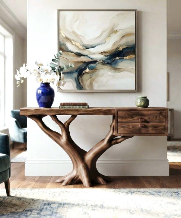 Luxali wooden Modern Solid Wood Console Table| Entryway wooden furniture With Pedestal Base Handmade Entryway Furniture For Living Room