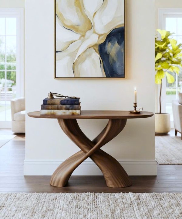 Alternative view of Luxali wooden Modern Solid Wood Console Table| Entryway wooden furniture With Pedestal Base Handmade Entryway Furniture For Living Room