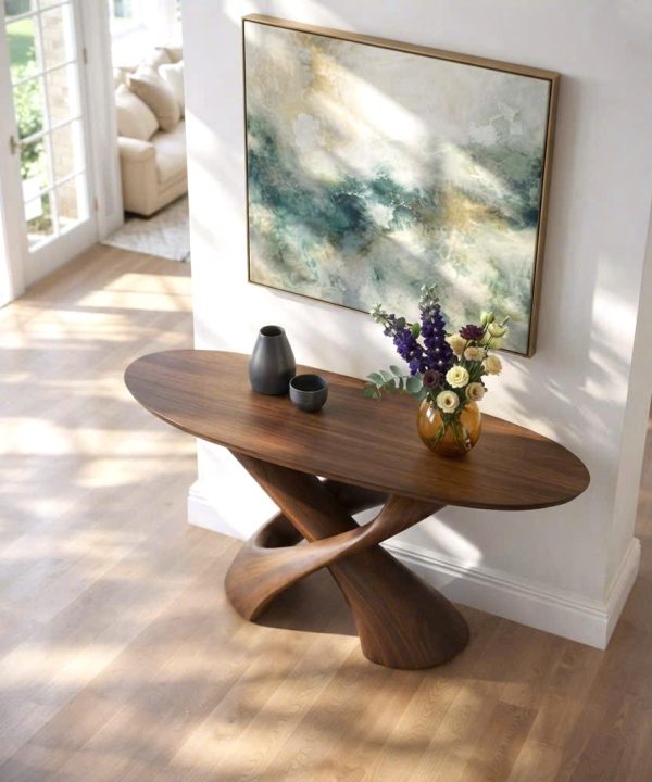 Alternative view of Luxali wooden Modern Solid Wood Console Table| Entryway wooden furniture With Pedestal Base Handmade Entryway Furniture For Living Room