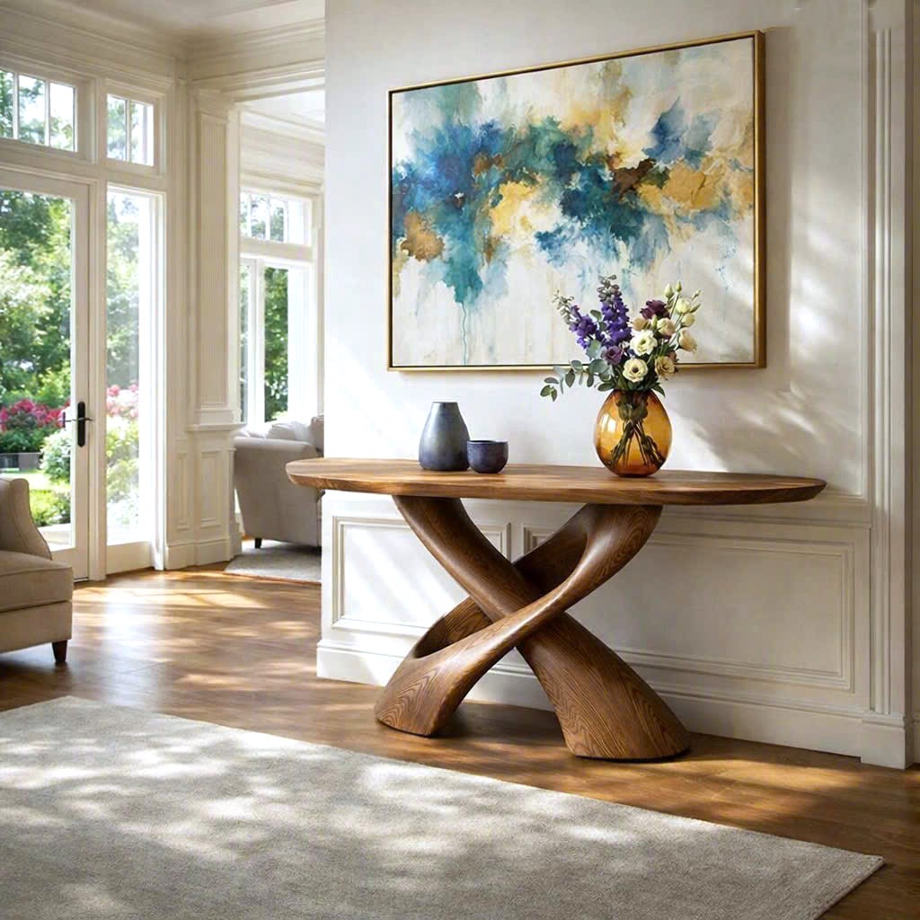 Luxali wooden Modern Solid Wood Console Table| Entryway wooden furniture With Pedestal Base Handmade Entryway Furniture For Living Room