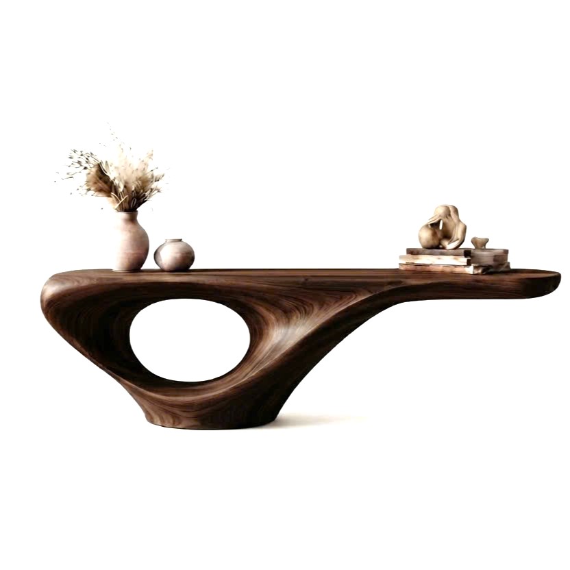 Luxali wooden Modern Solid Wood Console Table| Entryway wooden furniture| Rustic live edge console table With Pedestal Base Handmade Entryway Furniture For Living Room - Image 5