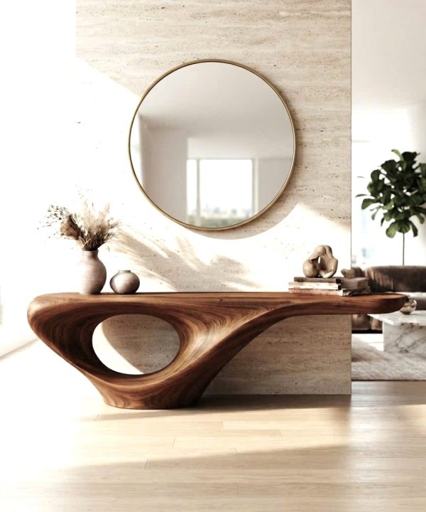 Luxali wooden Modern Solid Wood Console Table| Entryway wooden furniture| Rustic live edge console table With Pedestal Base Handmade Entryway Furniture For Living Room