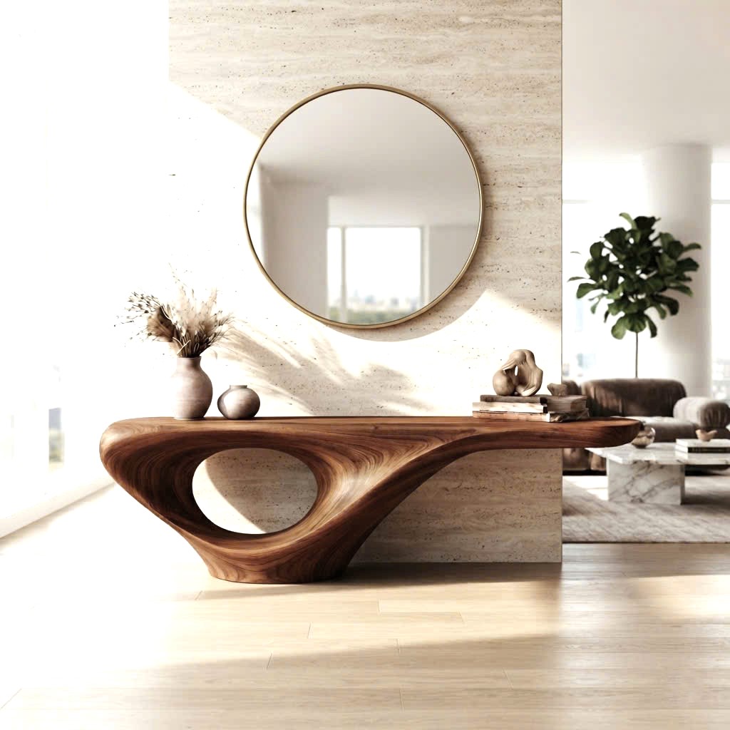 Luxali wooden Modern Solid Wood Console Table| Entryway wooden furniture| Rustic live edge console table With Pedestal Base Handmade Entryway Furniture For Living Room
