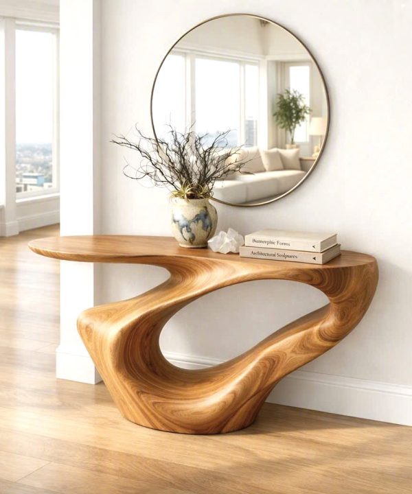 Alternative view of Luxali wooden Modern Solid Wood Console Table| Entryway wooden furniture| Rustic live edge console table With Pedestal Base Handmade Entryway Furniture For Living Room