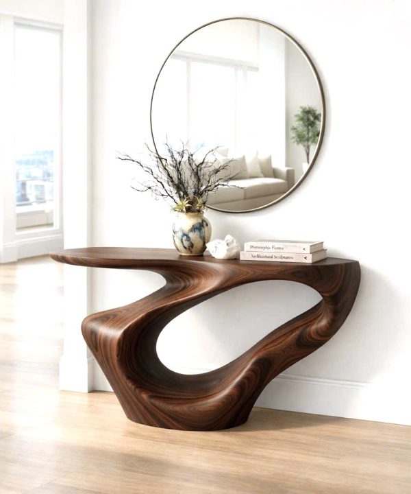 Luxali wooden Modern Solid Wood Console Table| Entryway wooden furniture| Rustic live edge console table With Pedestal Base Handmade Entryway Furniture For Living Room