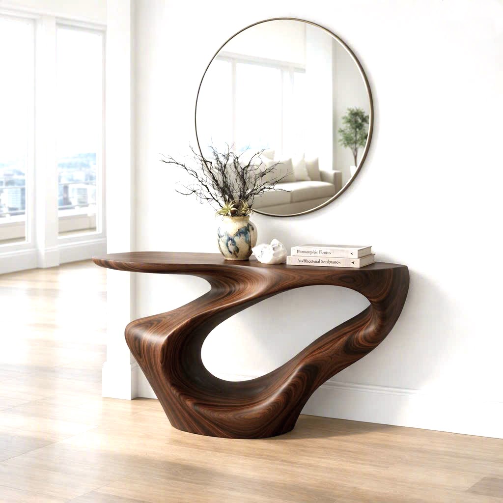 Luxali wooden Modern Solid Wood Console Table| Entryway wooden furniture| Rustic live edge console table With Pedestal Base Handmade Entryway Furniture For Living Room