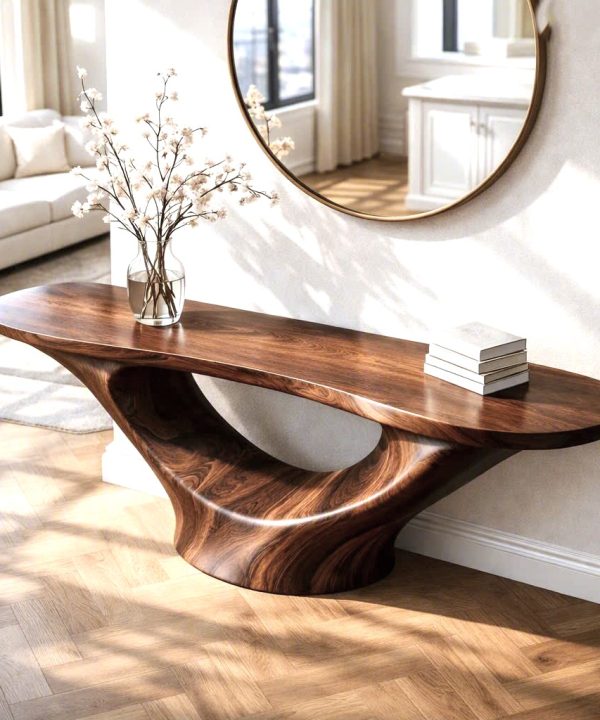 Luxali wooden Modern Solid Wood Console Table| Entryway wooden furniture| Rustic live edge console table With Pedestal Base Handmade Entryway Furniture For Living Room