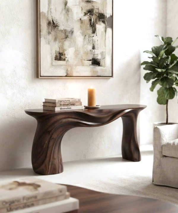 Luxali wooden Modern Solid Wood Console Table| Entryway wooden furniture| Rustic live edge console table With Pedestal Base Handmade Entryway Furniture For Living Room