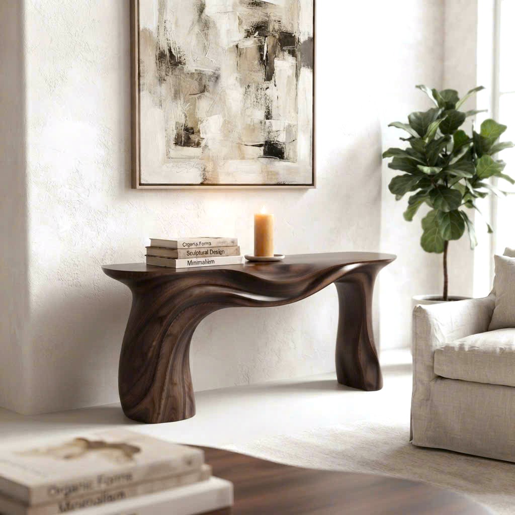 Luxali wooden Modern Solid Wood Console Table| Entryway wooden furniture| Rustic live edge console table With Pedestal Base Handmade Entryway Furniture For Living Room