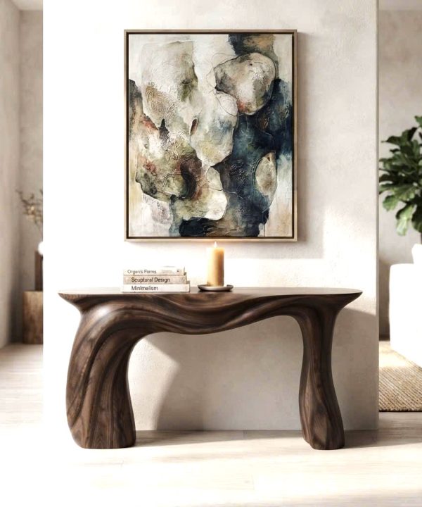 Alternative view of Luxali wooden Modern Solid Wood Console Table| Entryway wooden furniture| Rustic live edge console table With Pedestal Base Handmade Entryway Furniture For Living Room