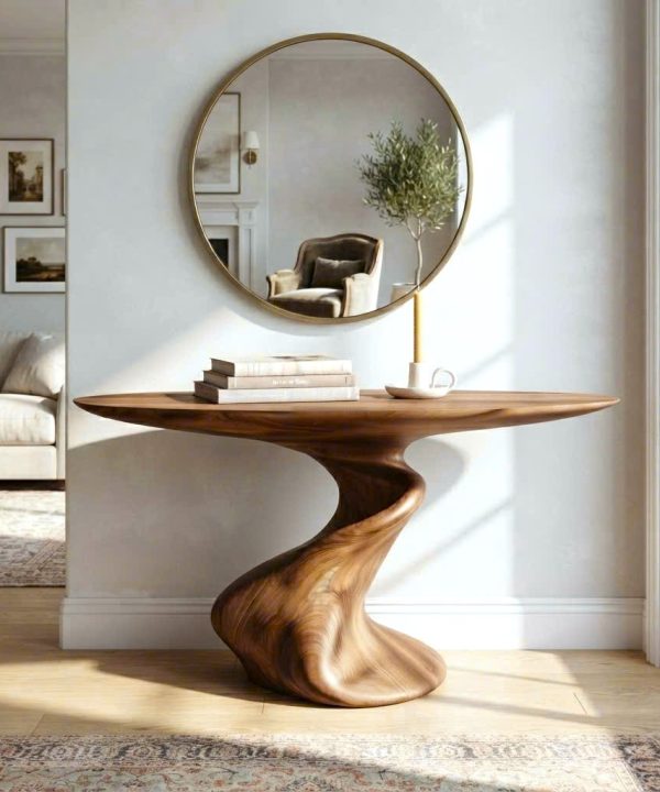 Luxali wooden Modern Solid Wood Console Table| Entryway wooden furniture| Rustic live edge console table With Pedestal Base Handmade Entryway Furniture For Living Room