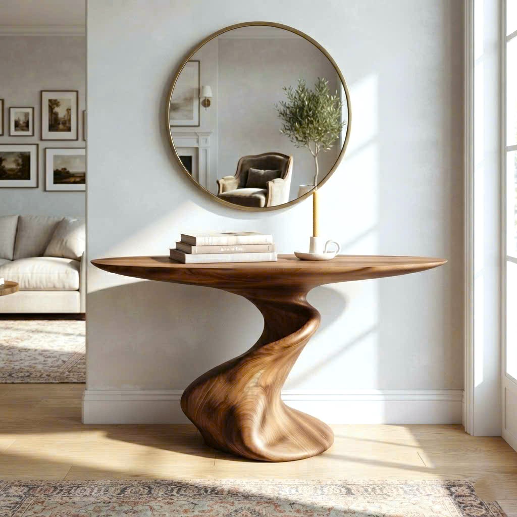 Luxali wooden Modern Solid Wood Console Table| Entryway wooden furniture| Rustic live edge console table With Pedestal Base Handmade Entryway Furniture For Living Room