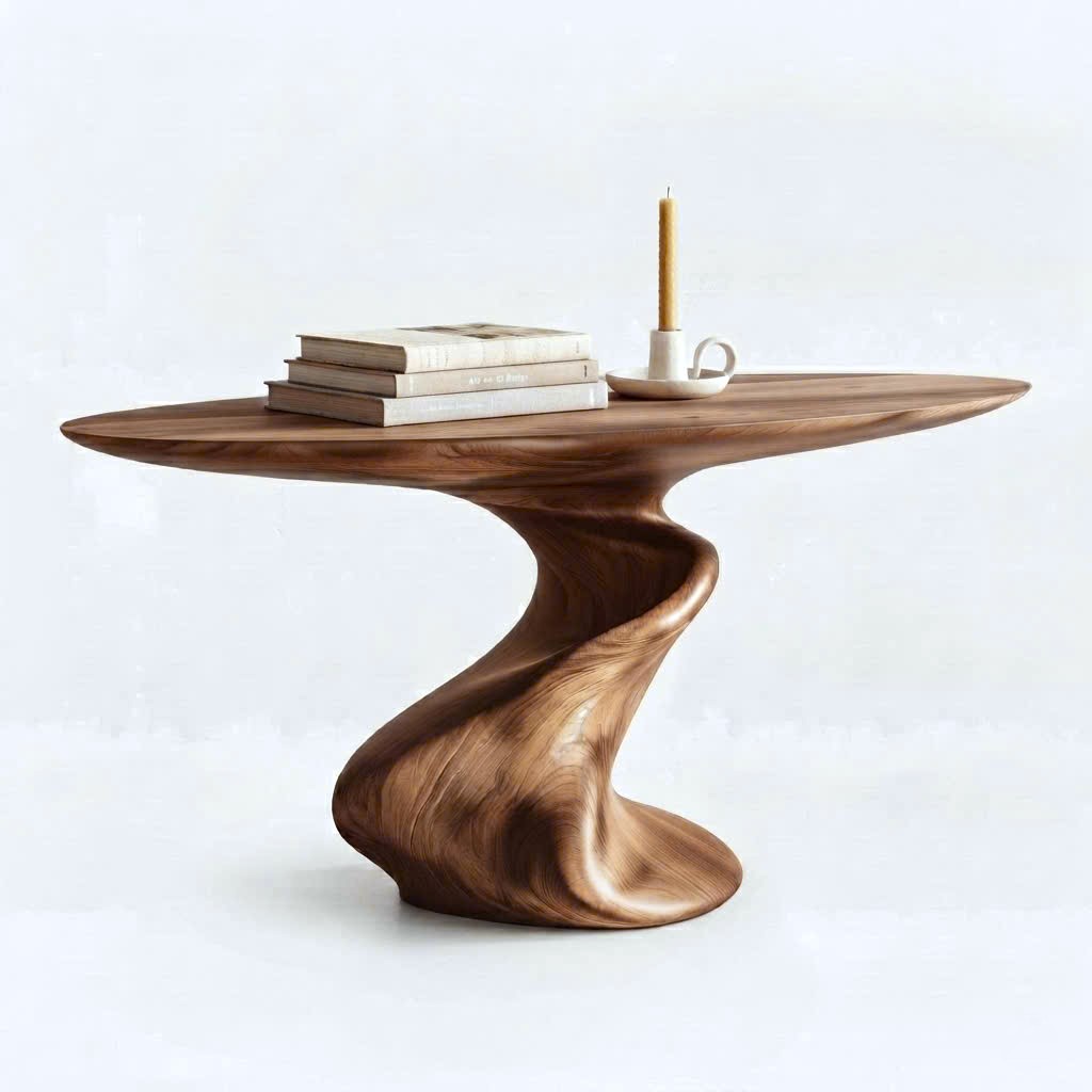 Luxali wooden Modern Solid Wood Console Table| Entryway wooden furniture| Rustic live edge console table With Pedestal Base Handmade Entryway Furniture For Living Room - Image 11