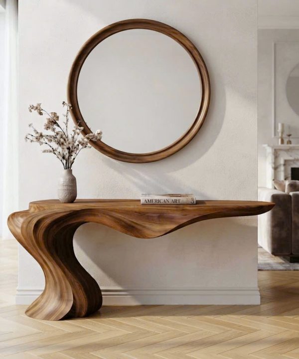Luxali wooden Modern Solid Wood Console Table| Entryway wooden furniture| Rustic live edge console table With Pedestal Base Handmade Entryway Furniture For Living Room