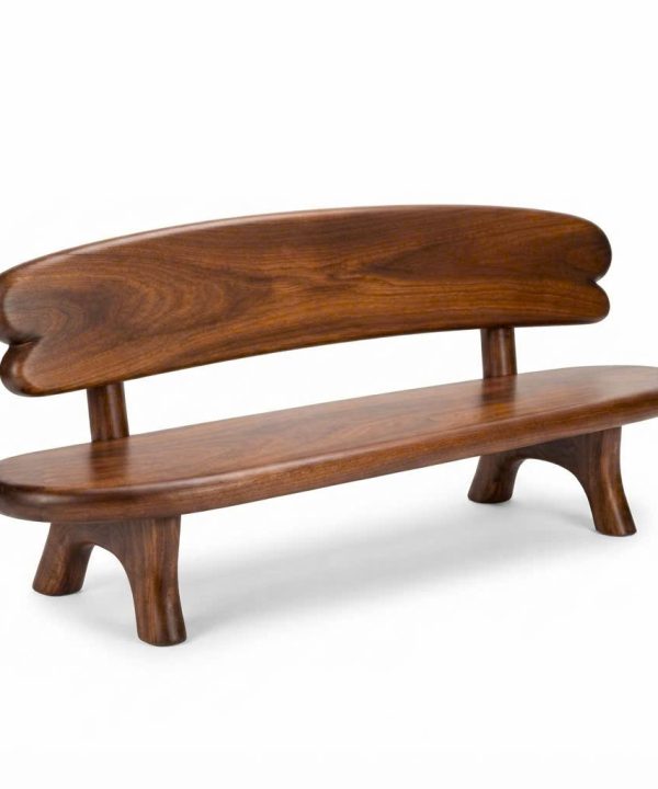 Modern Solid Wood Bench Curved Backrest Eco-Friendly Durable Outdoor Furniture Entryway Living Room Entrance Hall