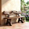 Modern Solid Wood Bench Curved Backrest Eco-Friendly Durable Outdoor Furniture Entryway Living Room Entrance Hall