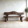 Modern Solid Wood Bench Curved Backrest Eco-Friendly Durable Outdoor Furniture Entryway Living Room Entrance Hall