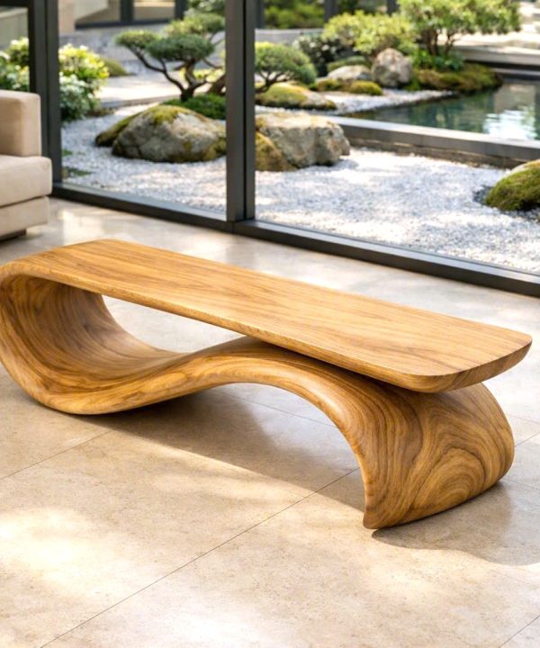 Alternative view of Modern Sculptural Bench| Modern Curved Bench – Sculptural Furniture With Curved Design For Living Room