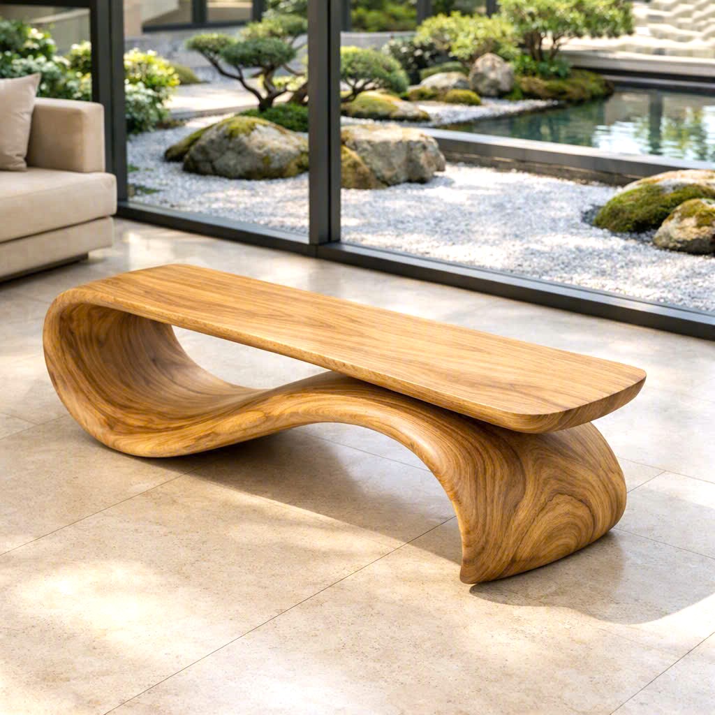 Modern Sculptural Bench| Modern Curved Bench – Sculptural Furniture With Curved Design For Living Room - Image 2