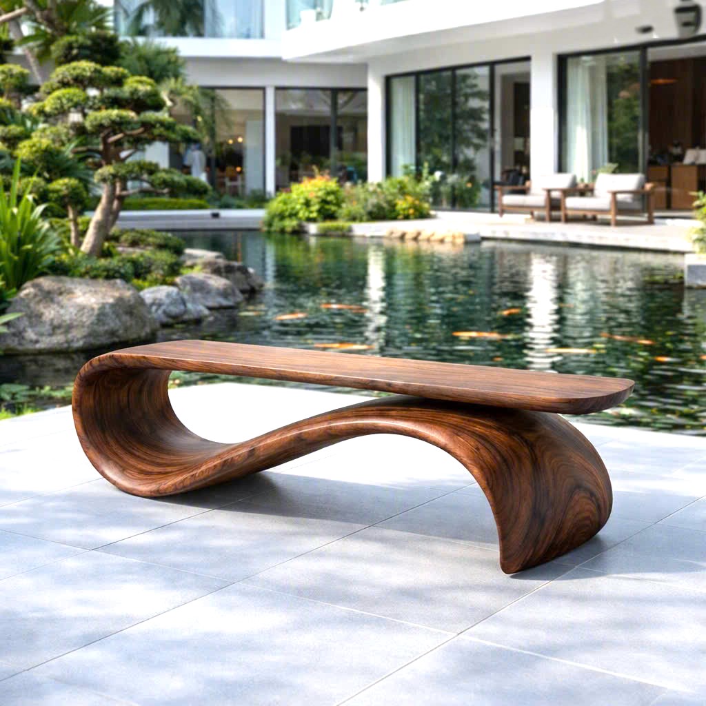Modern Sculptural Bench| Modern Curved Bench – Sculptural Furniture With Curved Design For Living Room - Image 5