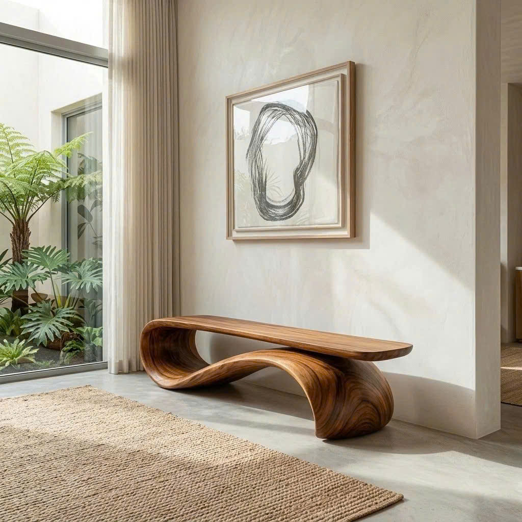 Modern Sculptural Bench| Modern Curved Bench – Sculptural Furniture With Curved Design For Living Room - Image 6