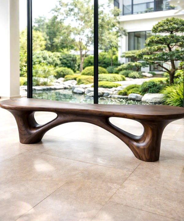 Modern Sculptural Bench| Modern Curved Bench – Sculptural Furniture With Curved Design For Living Room