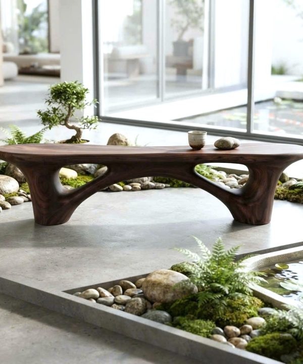 Alternative view of Modern Sculptural Bench| Modern Curved Bench – Sculptural Furniture With Curved Design For Living Room