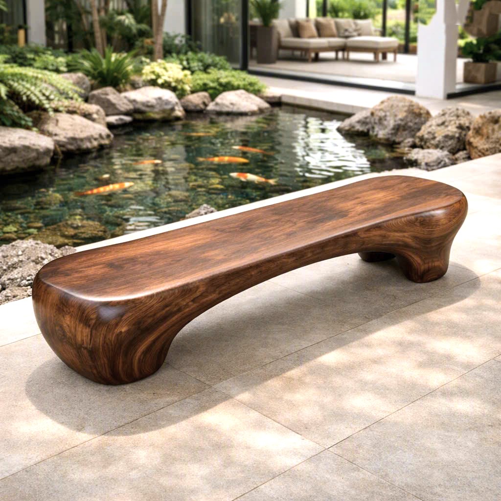 Modern Sculptural Bench| Modern Curved Bench – Sculptural Furniture With Curved Design For Living Room