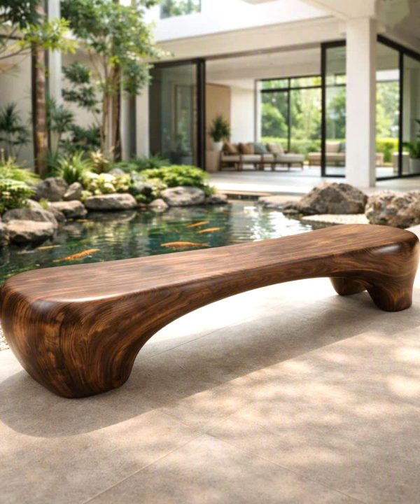 Alternative view of Modern Sculptural Bench| Modern Curved Bench – Sculptural Furniture With Curved Design For Living Room