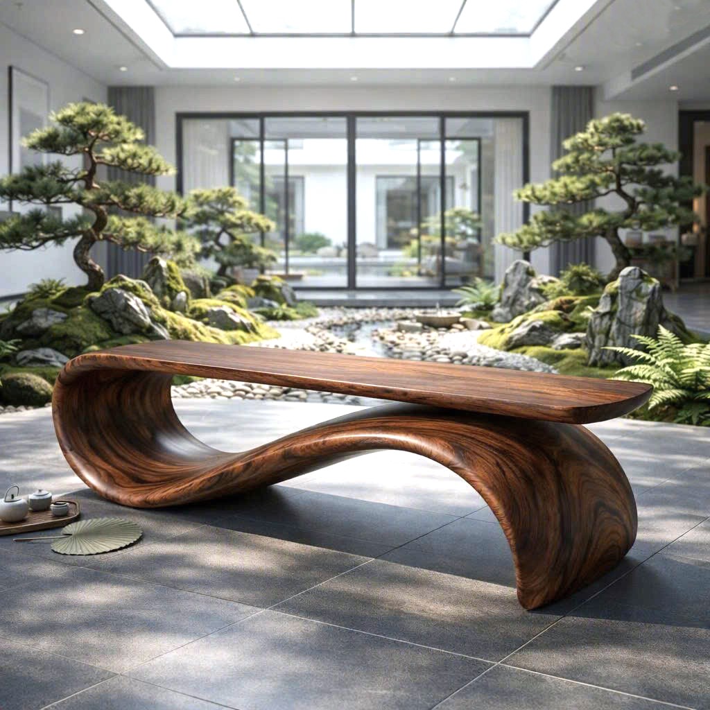 Modern Sculptural Bench| Modern Curved Bench – Sculptural Furniture With Curved Design For Living Room - Image 7