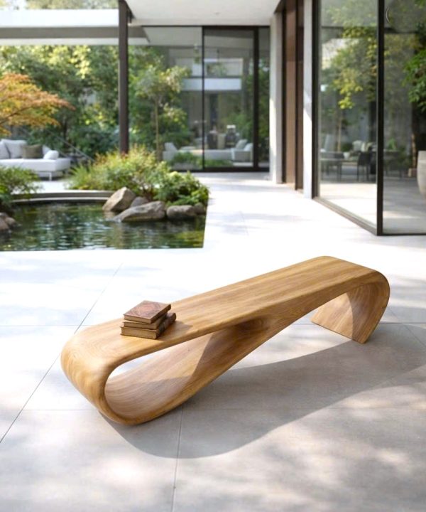 Alternative view of Modern Sculptural Bench| Modern Curved Bench – Sculptural Furniture With Curved Design For Living Room