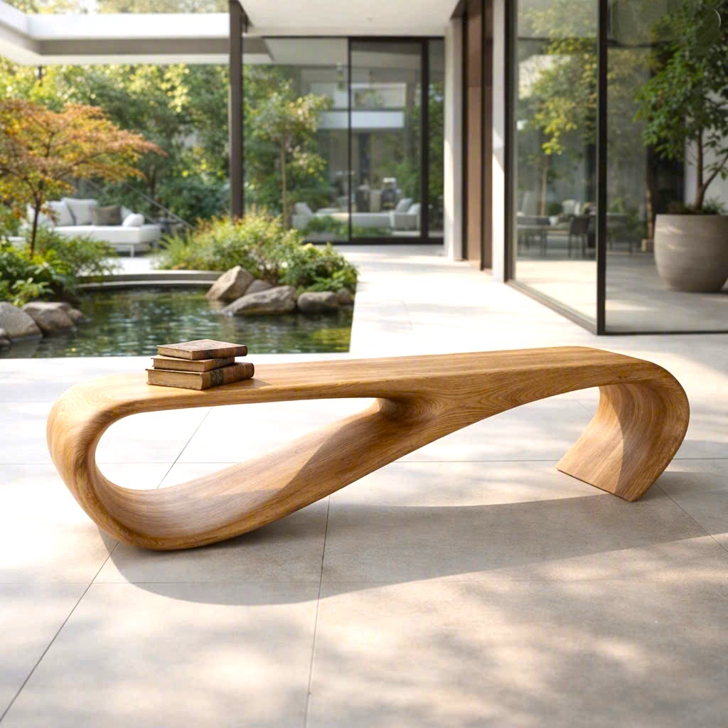 Modern Sculptural Bench| Modern Curved Bench – Sculptural Furniture With Curved Design For Living Room - Image 3
