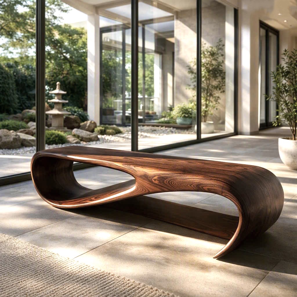 Modern Sculptural Bench| Modern Curved Bench – Sculptural Furniture With Curved Design For Living Room - Image 4