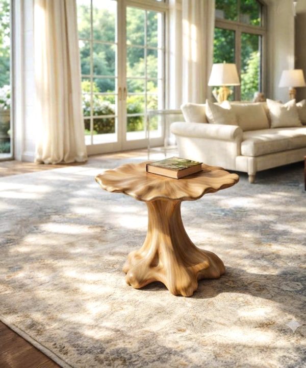 Alternative view of Rustic Solid Wood End Table For Living Room Stylish Wall Display