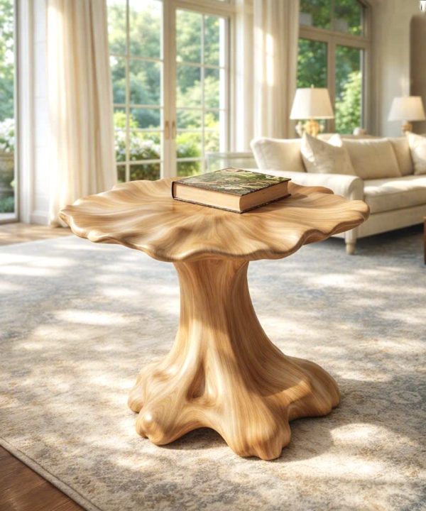 Rustic Solid Wood End Table For Living Room Stylish Wall Display
