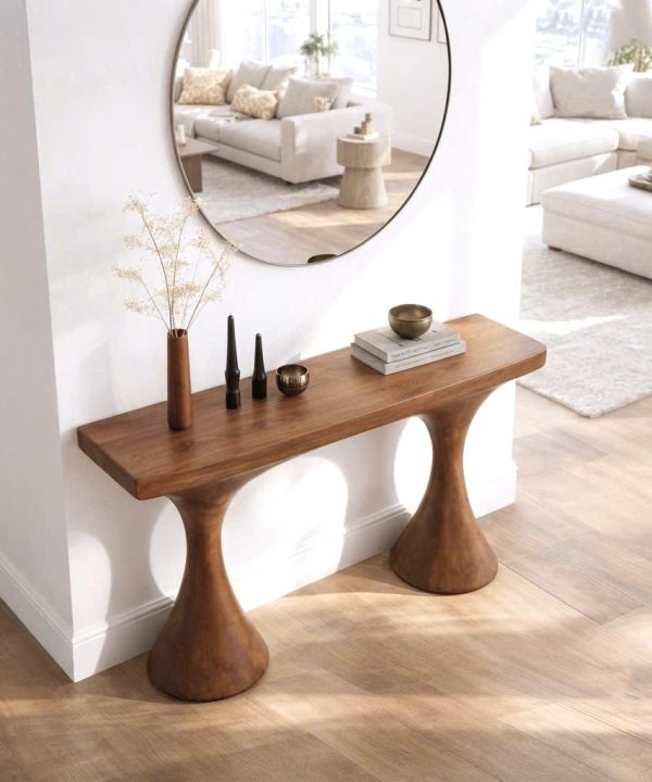 Alternative view of Luxali wooden Modern Solid Wood Console Table| Entryway wooden furniture| Rustic live edge console table With Pedestal Base Handmade Entryway Furniture For Living Room