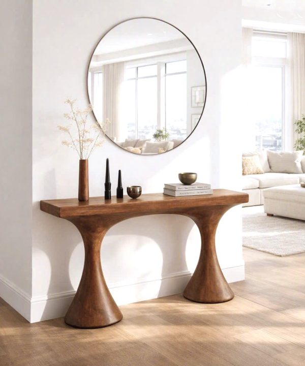 Luxali wooden Modern Solid Wood Console Table| Entryway wooden furniture| Rustic live edge console table With Pedestal Base Handmade Entryway Furniture For Living Room