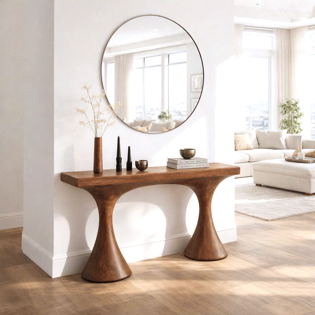 Luxali wooden Modern Solid Wood Console Table| Entryway wooden furniture| Rustic live edge console table With Pedestal Base Handmade Entryway Furniture For Living Room