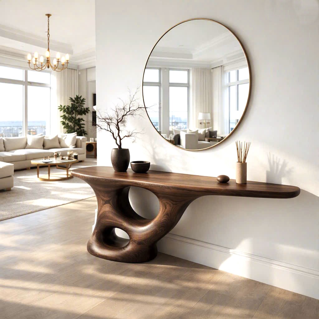 Luxali wooden Modern Solid Wood Console Table| Entryway wooden furniture| Rustic live edge console table With Pedestal Base Handmade Entryway Furniture For Living Room